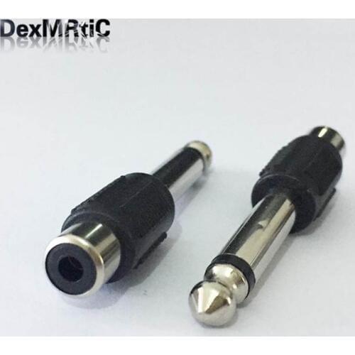 10pcs RCA Audio Adapter 6.5 Connector Switch Female AV Adapter audio Convertor FM microphone 6.35mm