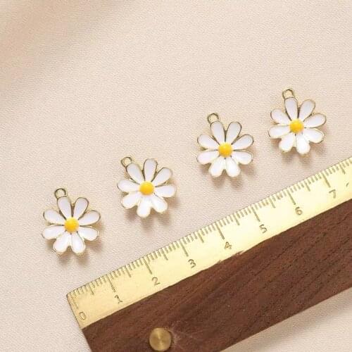 10pcs/Lot Flower 14mm Diy Handmade Oil Enamel Charms Design for Jewelry Making Earring Bracelet or Necklace