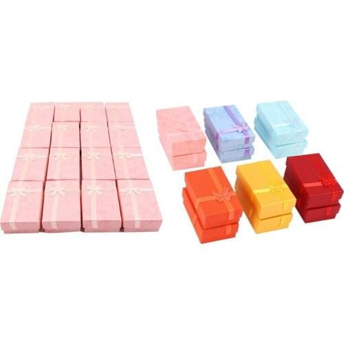 16Pcs Paper Jewelry Gifts Boxes for Jewelry Display-Rings, Small Watches, (Pink) & 12Pcs (Mix Color)