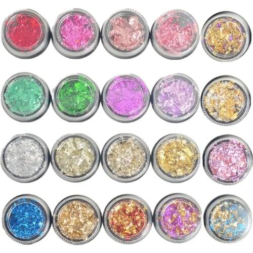 20 Colors/Set Nail Art Color Glitter Paper Sheet Flake Irregular Foil Paillette Chip DIY Fingers Decoration Sticker