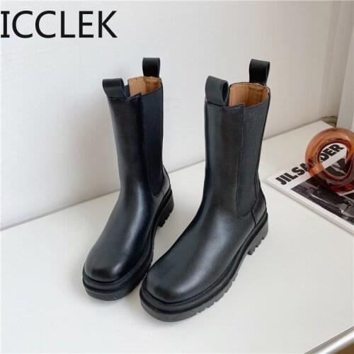 2020 Winter New Designer Punk Boots Warm Fur Mid Calf Boots Waterproof Height Increasing Boots Cowboy Boots Shoes A100