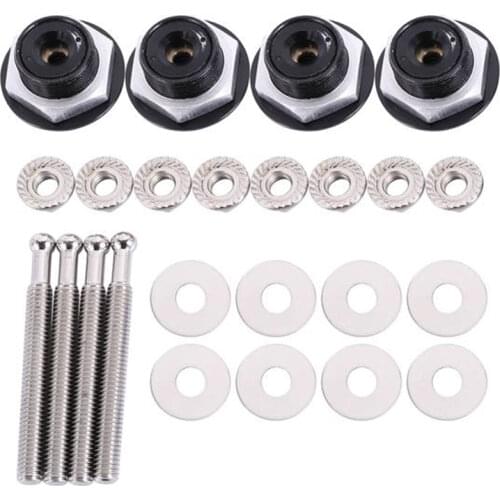 4X Push Button Quick Release Car Hood Bonnet Latch Pin Lock Bumper Clip Black