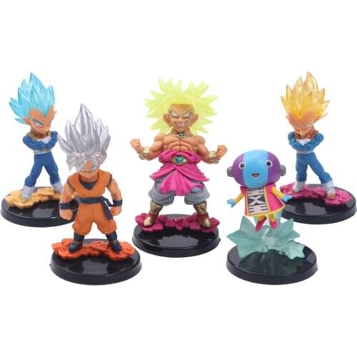 5pcs/Lot Super Broly ZENO King Mini Q Version Anime Action Figure White Goku 8-10cm