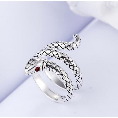 925 Sterling Silver Vintage Punk Original Snake Ring For Women Girls Handmade Romantic Couple Party Jewelry jz037