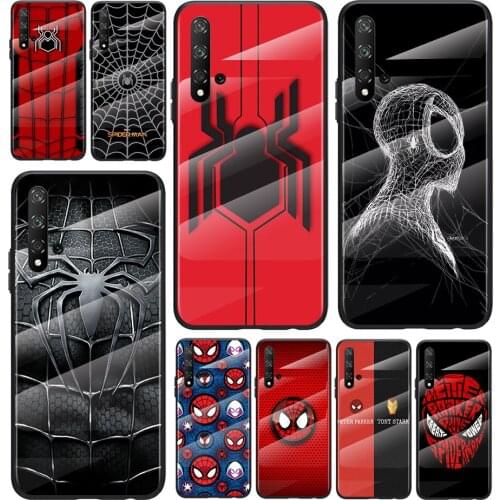 Marvel Spiderman Logo For Honor 30 20 10 9X 8X Pro Plus Lite Tempered Glass Hot New Shell Luxury Cover Phone Case