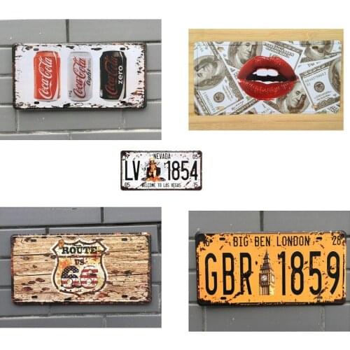 CHIZIYO Retro Metal Tin Signs Car Number License Plate Vintage Wall Art Painting Plaque Poster Car Garage Home Decor Metal Signs