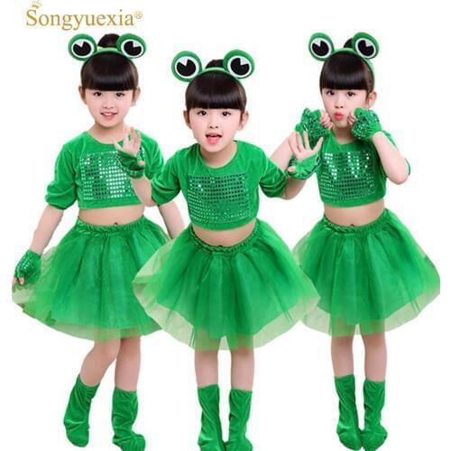 Childrens Small Frog Performance Costume 2017 Long-sleeved Animal Clothing Sequined Tutu Skirt for Boys and Girls tutu skirt
