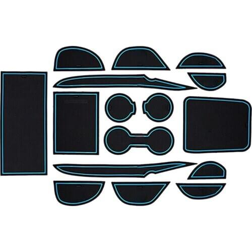 For Toyota Prius and Prius Prime 2016-2018 Custom Fit Cup Holder, Door, and Center Console Liner Accessories 16-Pc Set (Blue Tri