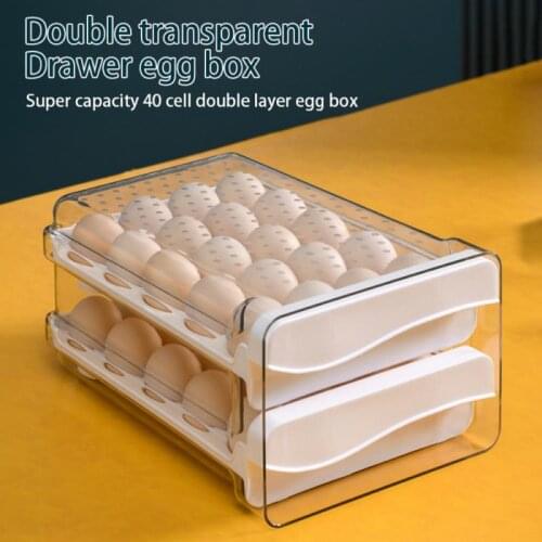 60-grids Double-layer Egg Storage Box Compartment Egg Tray Fresh-keeping Box Storage Box, Egg Box For Home Storage Baskets