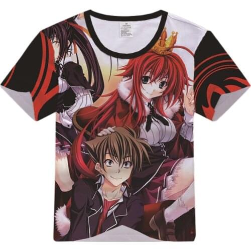 High School DxD Rias Gremory Hyoudou Issei T-shirt Cosplay Costume Men Women Fashion T Shirt Short Sleeve Tees Tops