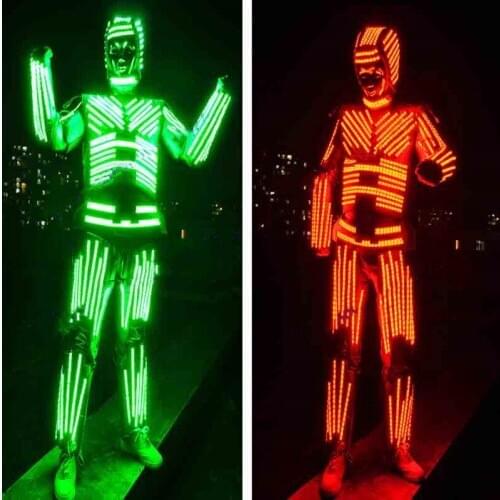 LED lighting kryoman robot costumes LED lumious suits on stage night club circus theatre