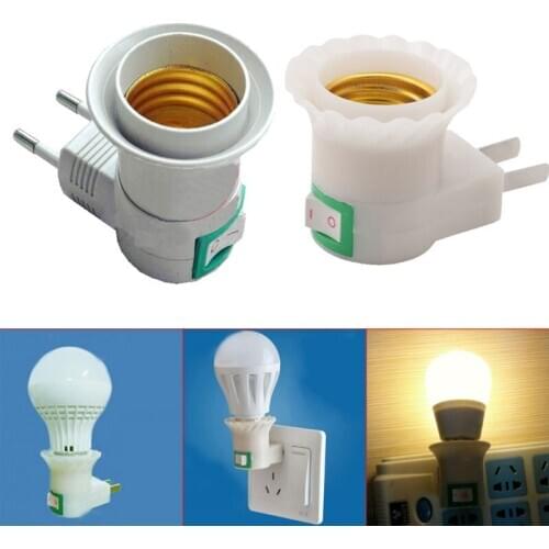 Lamp E27 Base Female Socket to US AU EU Plug Adapter with Power On-off Control Switch