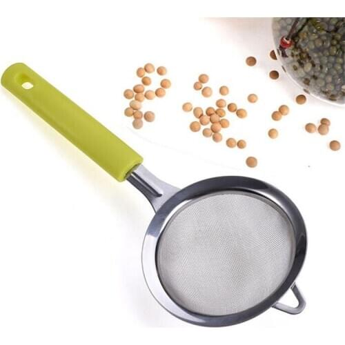 Multifunctional Stainless Steel Green Kitchen Soy Milk Filter Hand-Held Flour Sieve Oil Egg Kitchen Tools