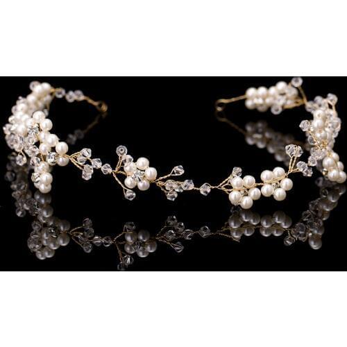 Fashion Floral Gold and Silver bridal hair accessories Handmade Pearl Hair Jewelry Wedding Accessories Headband Women Headpiece