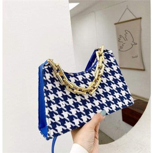 Fashion Exquisite Retro Plaid Casual Women Chain Totes Shoulder Bags Female PU Handbag for Women 2021 DS8046