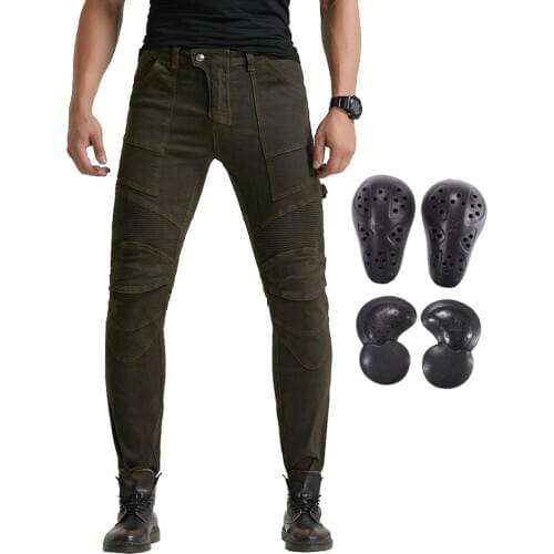 Men Motorcycle Riding Jeans Motocross Racing Pants Cycling Sports Denim Trousers with 4 X CE Armor Knee Hip Protector Pads