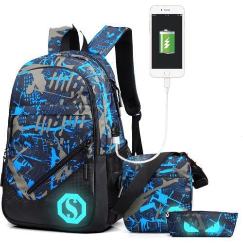 Mens Backpacks Student School Backpack Bags For Teenagers Fashion USB Charging Waterproof Laptop Backpack Men Women Unisex 2019