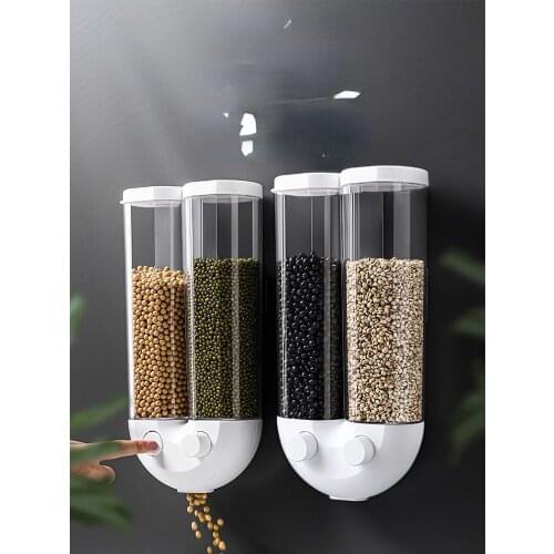 TT Wall-Mounted Cereals Storage Box Multi-Function Compartment Storage Tank Kitchen Sealed Jar