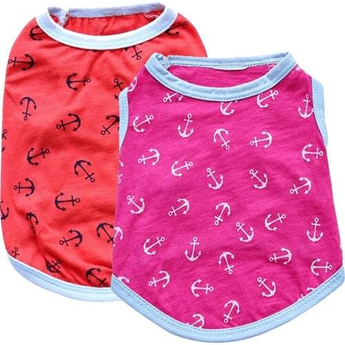 Puppy Dog Clothing Summer Cute Youth Comfortable Vest Small Dog Teddy Full Printed Anchor Pet T-shirt Shirt Clothes