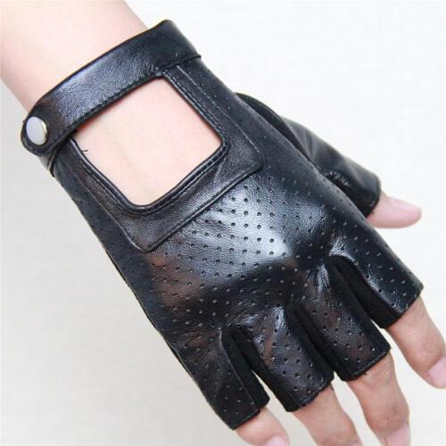 2020 New Summer Men Semi-Finger Gloves Genuine Leather Hole Breathable Half Finger Gloves For Women Free Shipping