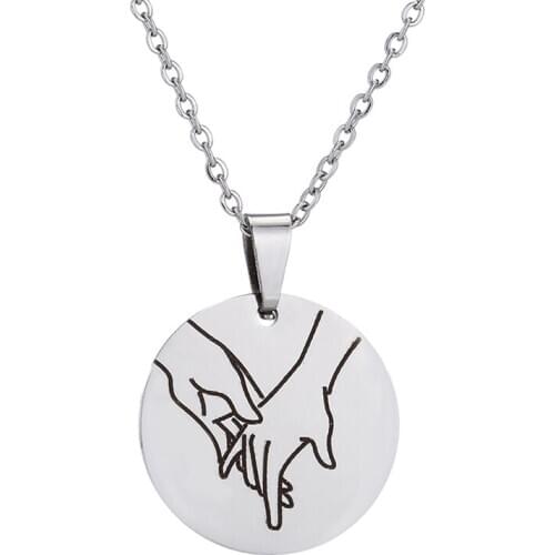 Pinky Swear Gestures Necklace For Women Girls Engraved Sign Language Hand Heart Necklace Sister Best Friend Gifts Jewelry