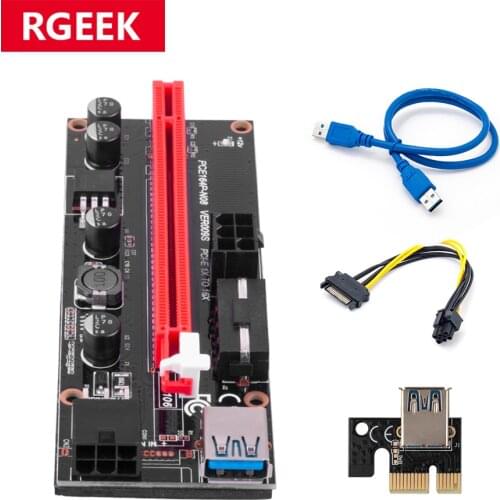 VER008S 3 in 1 Molex 4Pin SATA 6PIN PCIE PCI-E PCI Express Riser Card 1x to 16x USB 3.0 Cable For Mining Bitcoin Miner райзер