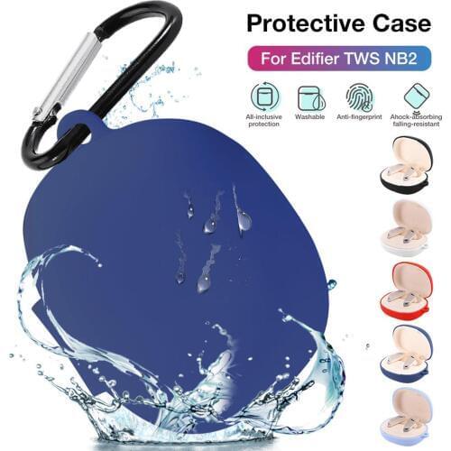 Rondaful Portable Silicone Protective Case For Edifier TWS NB2 Bluetooth 5.0 Earphone Anti-Lost Case With Carabiner Accessory