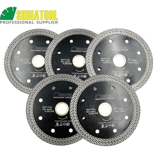 SHDIATOOL 5pcs Dia 105MM Hot pressed sintered Mesh Turbo Diamond Saw blade Diamond Cutting Disc Wheel Granite Marble Ceramic