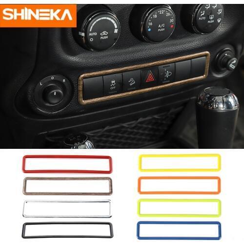 SHINEKA Car ABS Interior Emergency Light Button Frame Cover Decoration Stickers For Jeep Wrangler 2011-2017 Car Styling