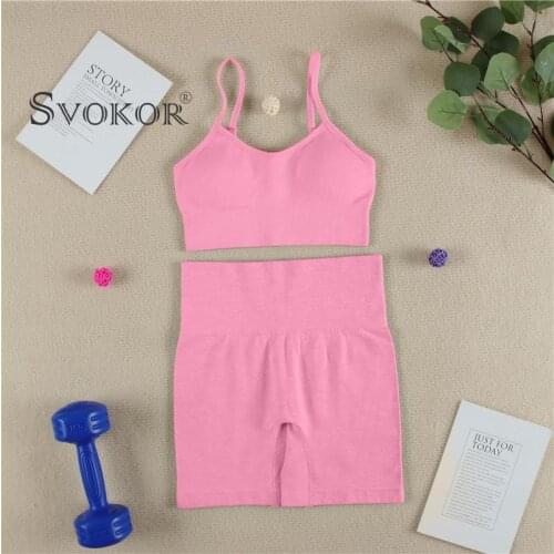 SVOKOR Fitness Sports Shorts Women Seamless Shorts Sets Sexy Slim Push Up High Waist Shorts Sexy Cycling Mixed Color Sportswear