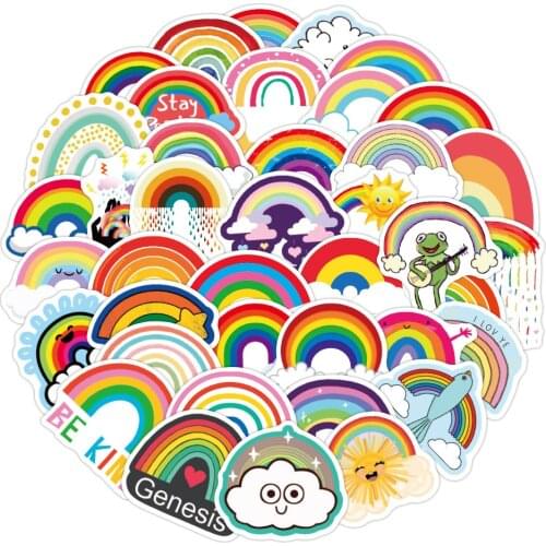 10/50PCS Color Rainbow Bridge Sticker Cartoon Stickers for Girl Children Toys on Laptop Fridge Phone Luggage Skateboard Graffiti