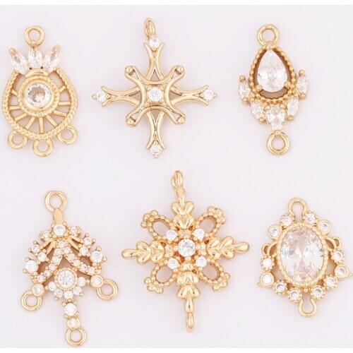WHSOK 50Pcs Jewelry Accessories/DIY/CZ Charms/Earring Part/Connector/Pendants For Necklace/Hand Made/Jewelry Findings Components