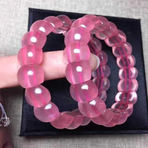 Natural Rose Quartz Pink Bracelet Mozambique Star Light Stretch Woman Men 13x10mm Clear Rectangle Beads Crystal AAAAA