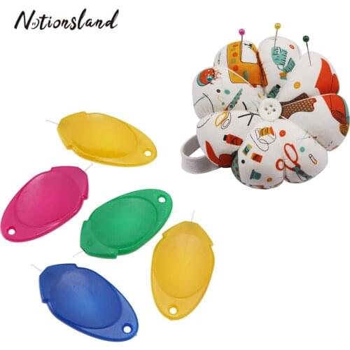 1set Pumpkin Shape Pin Cushion with Elderly Guide Wire Loop Portable Pincushions Holder Needle Threader Patchwork Sewing Tool
