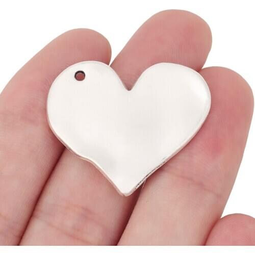 10 x Silver Plated Love Heart Charms Pendants for Necklace Jewelry Making Accessories 33x28mm