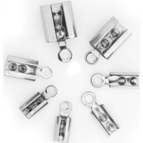 100Pcs/lot Stainless Steel Fold Over Crimp Cord Ends Leather Clasp Tip End Jewelry Connector Jewelry Making Supplies Wholesale