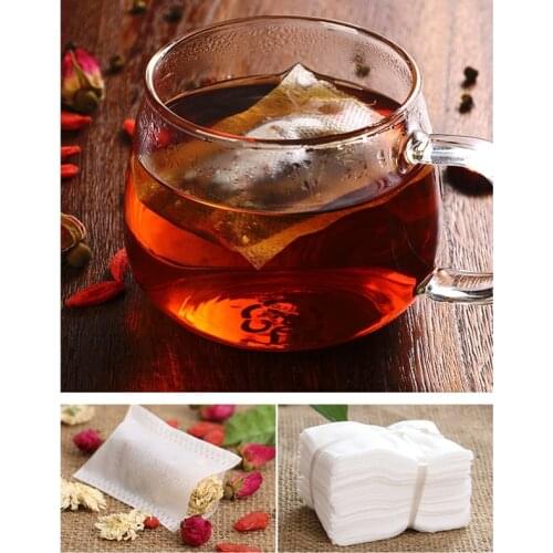 100pcs Disposable Teabags Empty Tea Bags Non-woven Fabric Tea Filter Bags Cotton Drawstring Infuser for Loose Leaf Tea Coffee