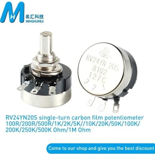 2 PCS RV24YN20S single-turn carbon film potentiometer 100R/200R/500R/1K/2K/5K//10K/20K/50K/100K/200K/250K/500K Ohm/1M Ohm