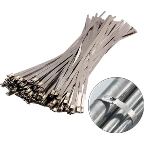 20pcs Stainless Steel Cable Ties 4.6mm Heavy Duty Self-Locking Cable Zip Tie Multi-Purpose Metal Exhaust Wrap Locking Ties