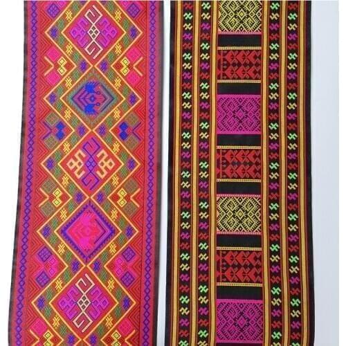 3yard hmong miao jacquard webbing lace trim 20cm dress collar ribbon tape ethnic tribal nepal thai india boho DIY accessory deco