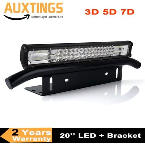3D 5D 7D 20'' 126w 210w 288w offroad led light bar + bull bar front bumper license plate bracket for 4WD 4x4 truck car