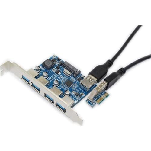 4 Port USB 3.0 HUB Adapter PCI-E 1X to USB3.0 Card PCI Express Expansion Card with 30cm USB Cable 5Gb Speed For Desktop Computer