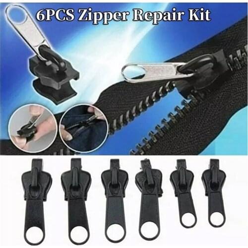 6PCS/Set Universal Instant Fix Zipper Repair Kit Replacement Zip Slider Teeth