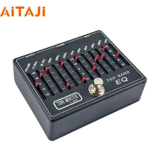 AITAJI Rock Pedals 10 Band EQ Equalizer Guitar Bass Effects Pedal Box-Piano For MXR M-108 EQ Equilibrium Effector DC 9V 1PC