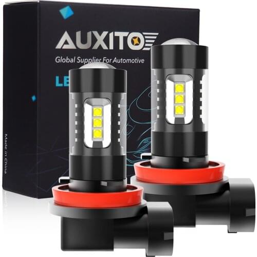 AUXITO 2x H8 H9 H10 H11 9006/HB4 LED Fog Lamp Auto DRL Daytime Running Light 1800Lm 80W Car Led Bulb No Polarity 6500K White 24V