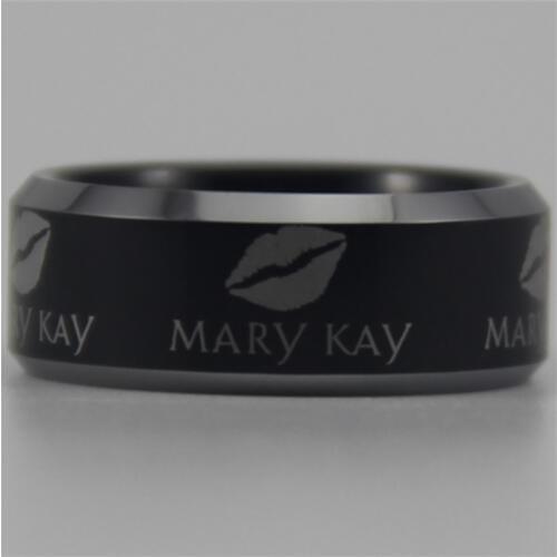 Free Shipping YGK JEWELRY Hot Sales 8MM Black Mary Kay Design Tungsten Comfort Fit Ring Gift Ring