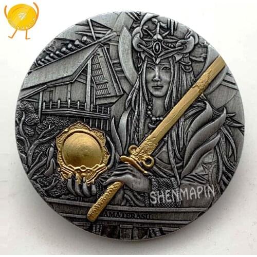 The Sun Goddess Amaterasu Commemorative Coin The Japanese emperor God of Shinto Gold Coins Collectibles Japanese Culture Coin