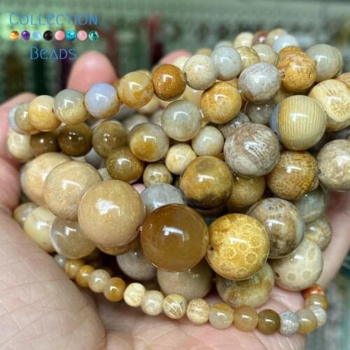 Natural Stone Beads 4/6/8/10/12mm Chrysanthemum Agates Round Spacer Loose Beads For Jewelry Making DIY Bracelet Accessories 15