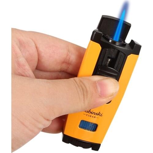 Lubinski Butane Torch Lighter Cigar Accessories Portable Jet Flame Turbo Cigar Lighter Windproof Smoking Tool