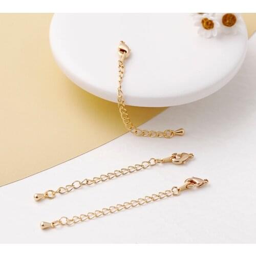 Vacuum plating gold color lobster tail Necklace extension Clasp Chains for making DIY jewelry accessories 5pcs 7cm